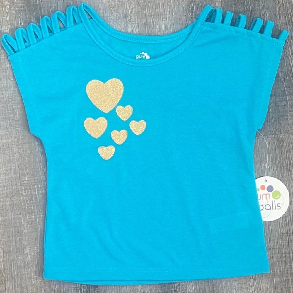 💞 New Baby & Toddler Girl Size 18 Months Glitter Heart Active Top